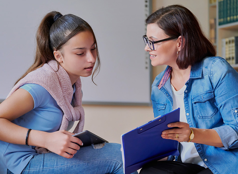 Counselor with student