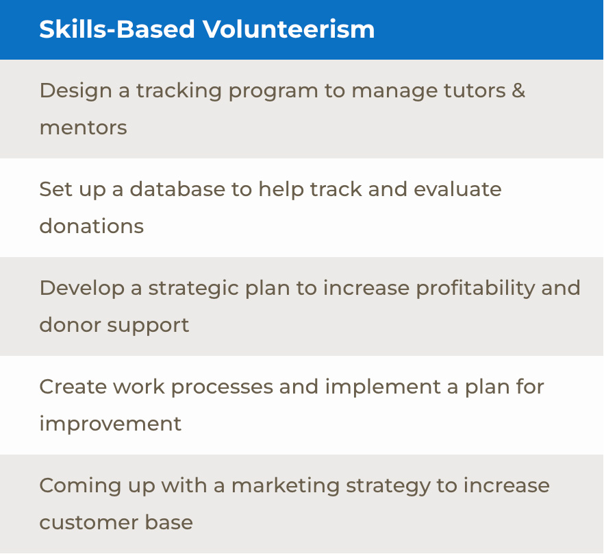 Skills based volunteerism